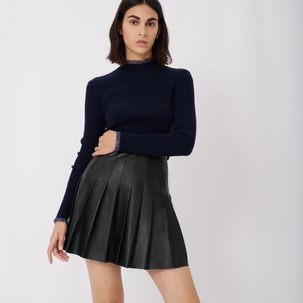 MAJE Ribbed-knit turtleneck sweater Sz3